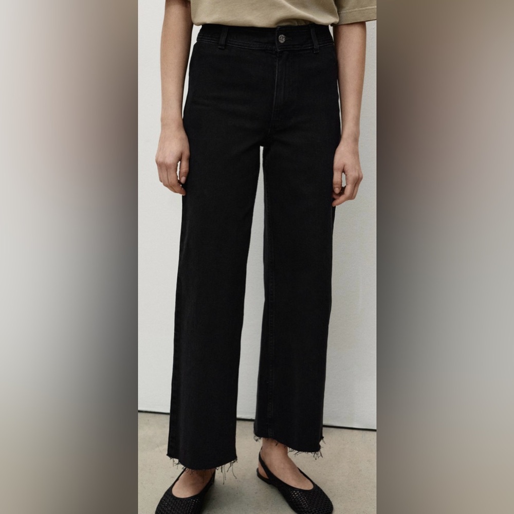 Mango Catherine High Rise Black  Wide Leg Jeans Size 4
